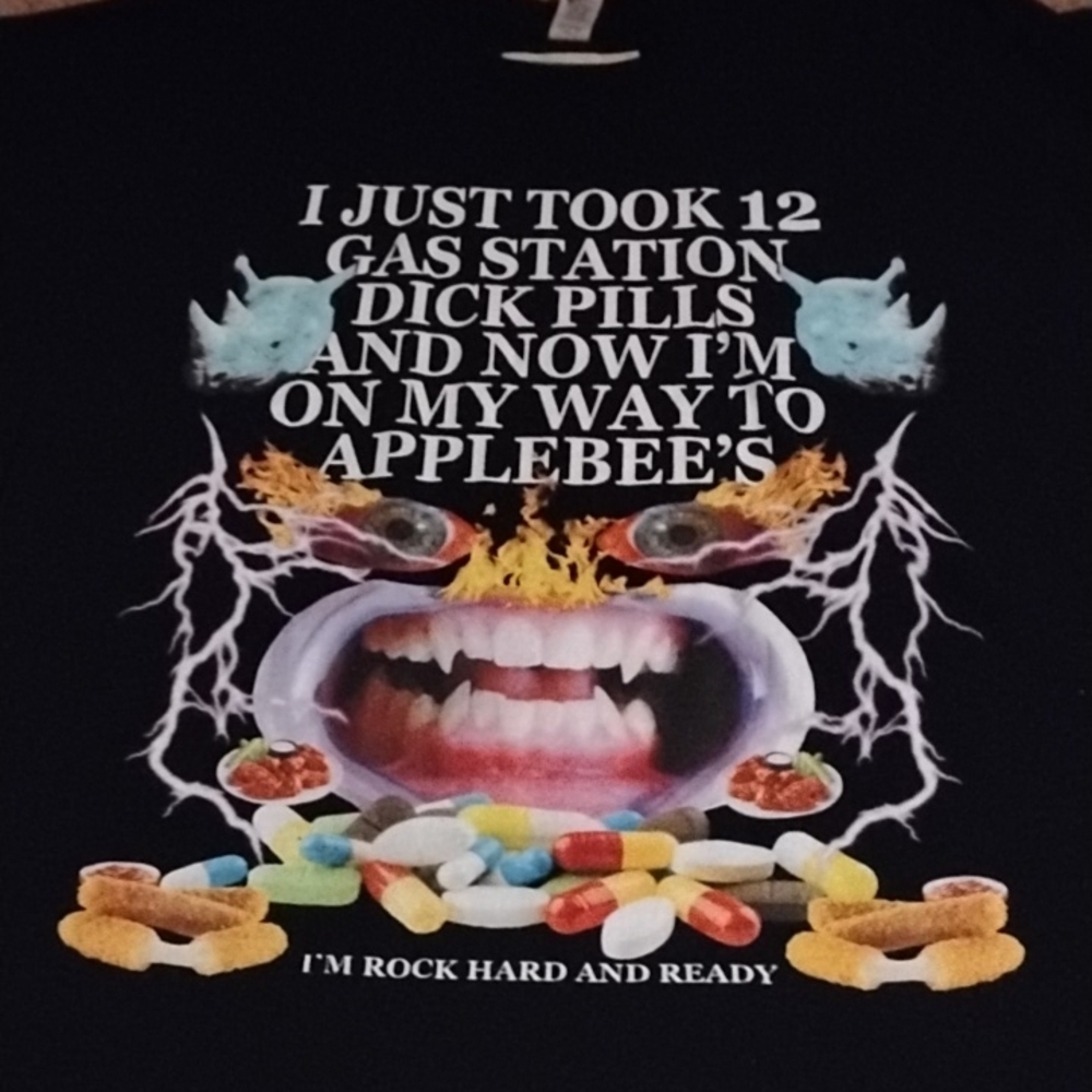 Teen Hearts Applebees Dick Pills Rock Hard Graphic Cubby Tee Black